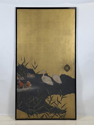 Stunning Set of Four 19th Century Edo Period Fusuma Door Decorative Panels