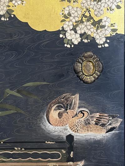 Stunning Set of Four 19th Century Edo Period Fusuma Door Decorative Panels