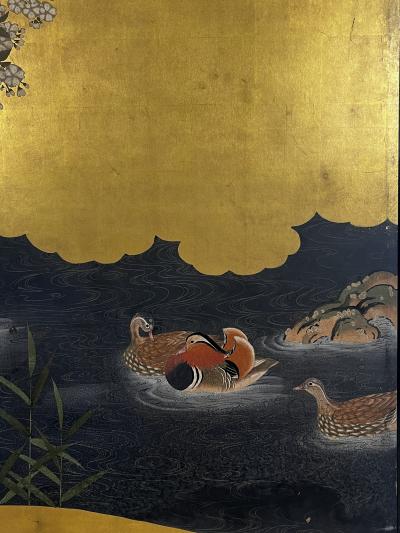 Stunning Set of Four 19th Century Edo Period Fusuma Door Decorative Panels