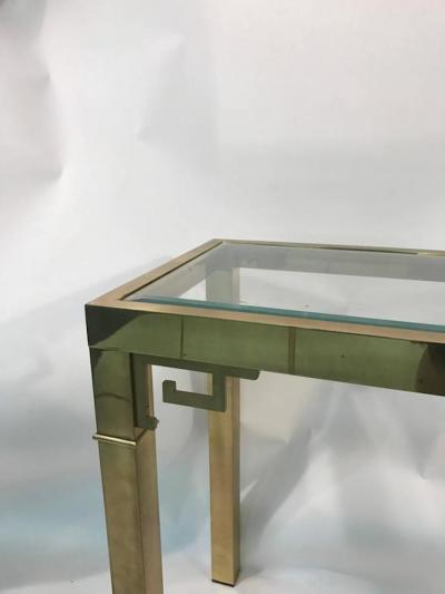 Stunning Solid Brass Italian Mirror and Console Table with Greek Key Design