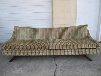 Stunning Splayed Walnut Legs Sofa Mid Century Modern