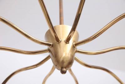Stunning Sputnik Brass Chandelier with Ten Arms Italy 1950s