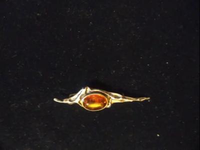 Stunning Sterling Silver with Amber Setting Brooch