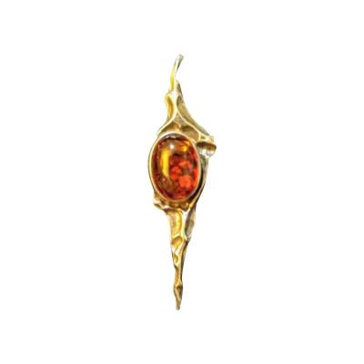 Stunning Sterling Silver with Amber Setting Brooch