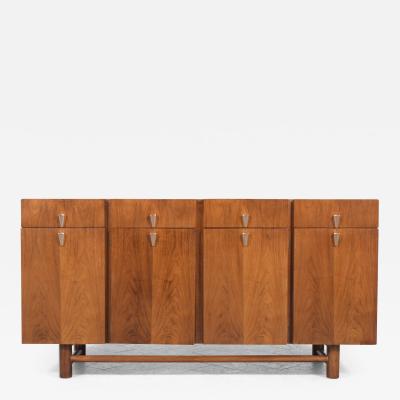 Stunning Vintage 1960s Walnut Credenza with Brass Handles Ample Storage Space