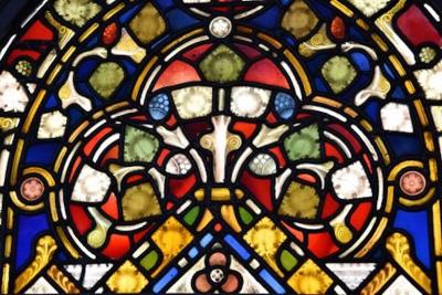 Stunning large scale 19thc earlier stained glass triptych