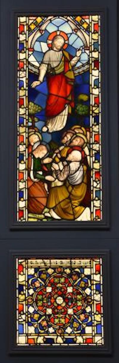 Stunning large scale 19thc earlier stained glass triptych