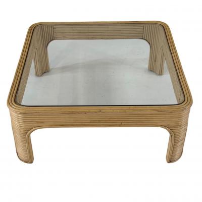Style of Gabriella Crespi Pencil Reed Coffee Table 1970