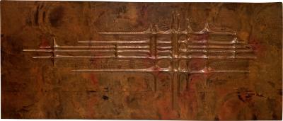 Style of Sabatier awesome 50s repouss Copper decorative panel