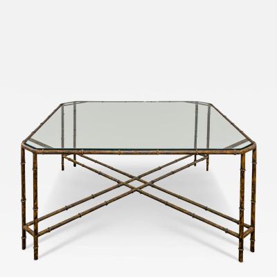 Stylish Bamboo Motif Coffee Table in Patinated Bronze 1970s