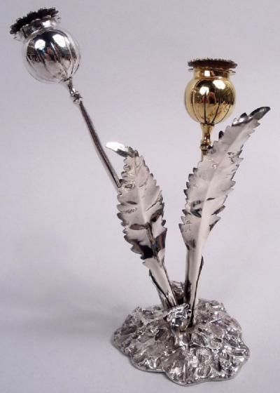 Stylish Buccellati Sterling Silver Stem Flower Salt Pepper Shakers