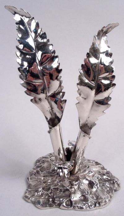 Stylish Buccellati Sterling Silver Stem Flower Salt Pepper Shakers
