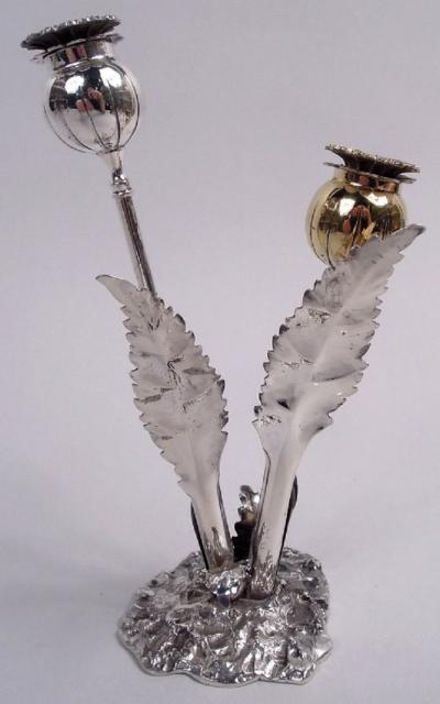 Stylish Buccellati Sterling Silver Stem Flower Salt Pepper Shakers