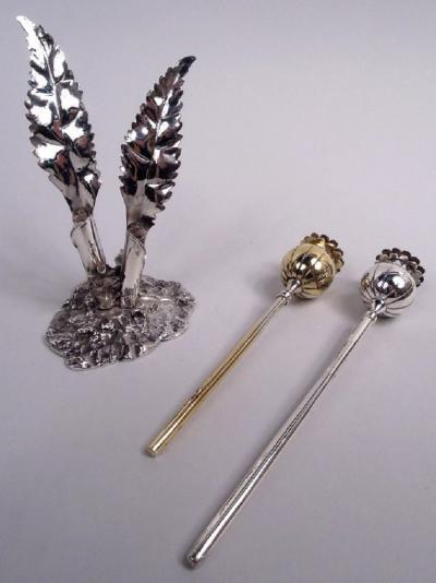 Stylish Buccellati Sterling Silver Stem Flower Salt Pepper Shakers