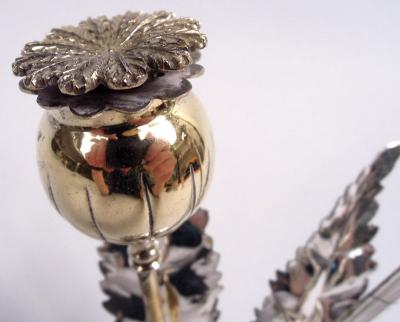 Stylish Buccellati Sterling Silver Stem Flower Salt Pepper Shakers