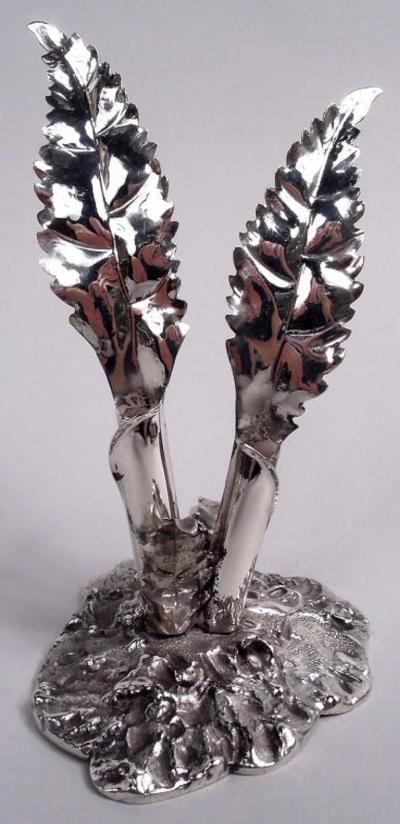 Stylish Buccellati Sterling Silver Stem Flower Salt Pepper Shakers