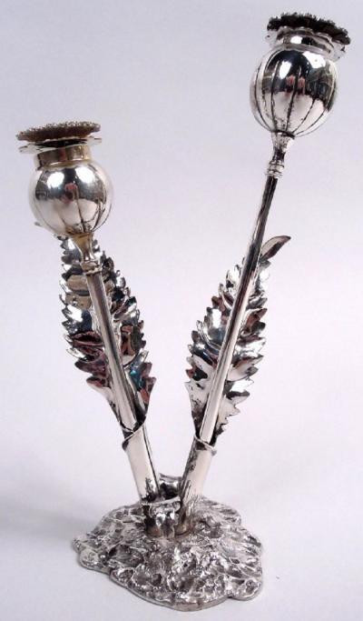 Stylish Buccellati Sterling Silver Stem Flower Salt Pepper Shakers
