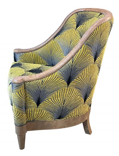 Stylish Pair of Art Deco Style Barrel back Shagreen Bergeres by Lx Rossi