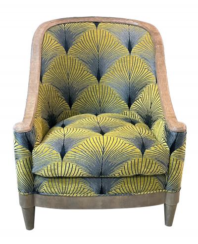 Stylish Pair of Art Deco Style Barrel back Shagreen Bergeres by Lx Rossi