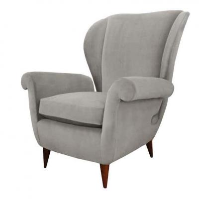 Stylish Pair of Mid Century Modern High Back Wing Chairs 1950s