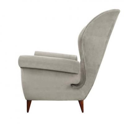 Stylish Pair of Mid Century Modern High Back Wing Chairs 1950s