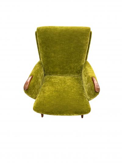 Stylish Pair of Olive Green Italian Mid Century Modern Lounge Chairs 1950s