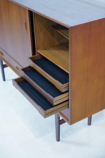 Substantial Scandinavian Modern Teak Cabinet w Bar Feature