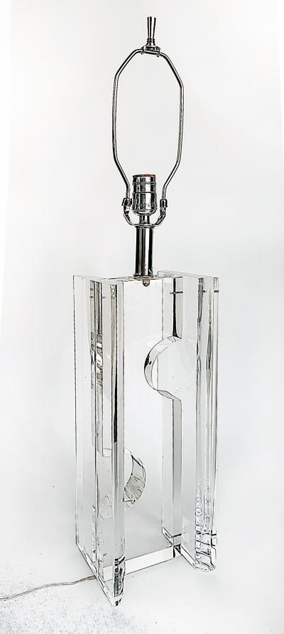 Substantial Vintage Lucite Sculptural Postmodern Table Lamps Pair