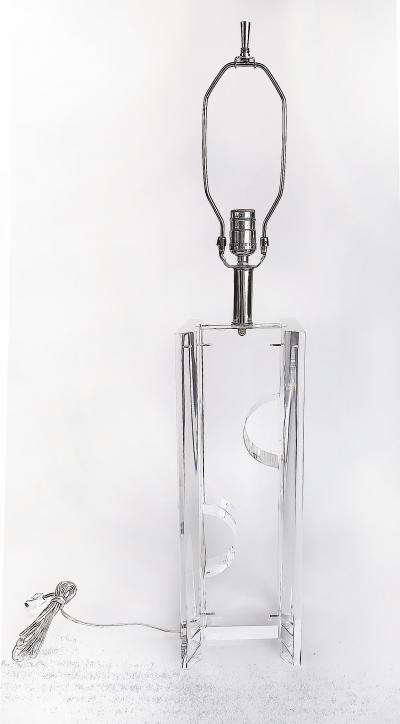 Substantial Vintage Lucite Sculptural Postmodern Table Lamps Pair