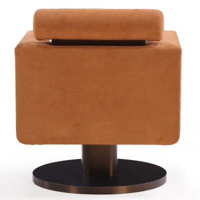 Suede Pedestal Cube Chair