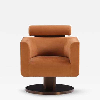 Suede Pedestal Cube Chair