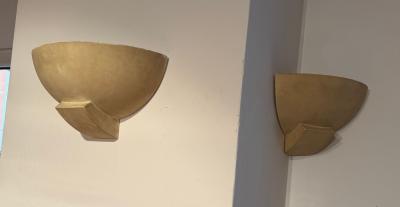 Suite of 3 Art Deco Wall Sconces Patinated Plaster France circa 1925