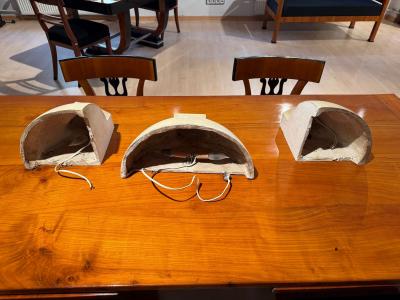 Suite of 3 Art Deco Wall Sconces Patinated Plaster France circa 1925