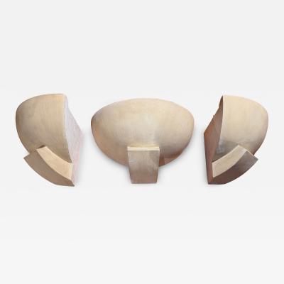 Suite of 3 Art Deco Wall Sconces Patinated Plaster France circa 1925