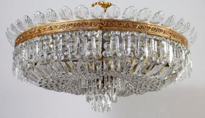 Sumptuous Crystal and Brass Chandelier Italy 1940