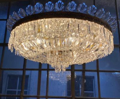 Sumptuous Crystal and Brass Chandelier Italy 1940