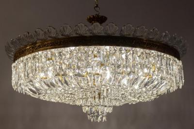 Sumptuous Crystal and Brass Chandelier Italy 1940