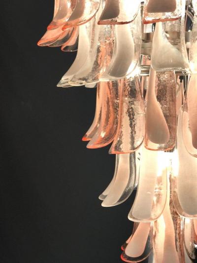Sumptuous Pink and White Petal Murano Glass Chandelier Italy 1980s