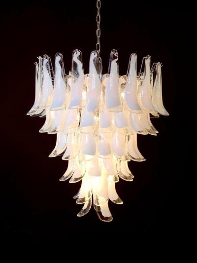 Sumptuous Pink and White Petal Murano Glass Chandelier Italy 1980s