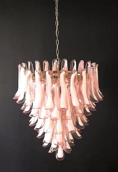 Sumptuous Pink and White Petal Murano Glass Chandelier Italy 1980s