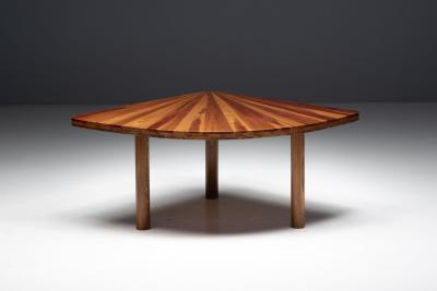 Sunburst Marquetry Corner Table France 1980s