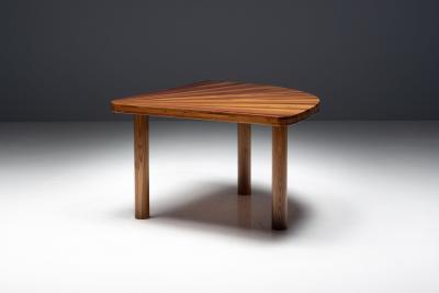 Sunburst Marquetry Corner Table France 1980s