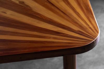 Sunburst Marquetry Corner Table France 1980s
