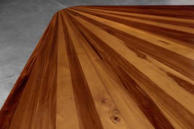 Sunburst Marquetry Corner Table France 1980s