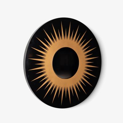 Sunburst Mirror in High Gloss Black Gold Lacquer