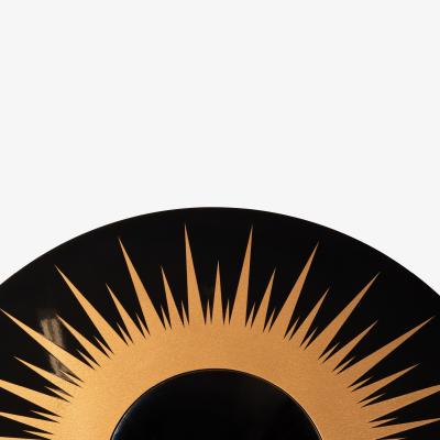 Sunburst Mirror in High Gloss Black Gold Lacquer