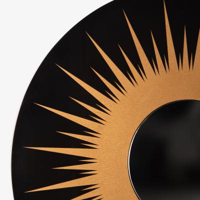 Sunburst Mirror in High Gloss Black Gold Lacquer