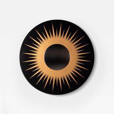 Sunburst Mirror in High Gloss Black Gold Lacquer