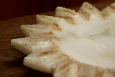 Sunburst Shape Vide Poche or Bowl in Hand Carved Alabaster Italy 1960s