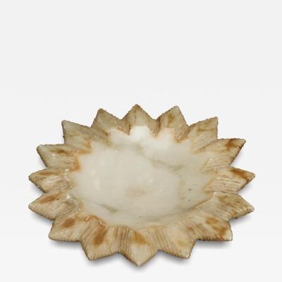 Sunburst Shape Vide Poche or Bowl in Hand Carved Alabaster Italy 1960s